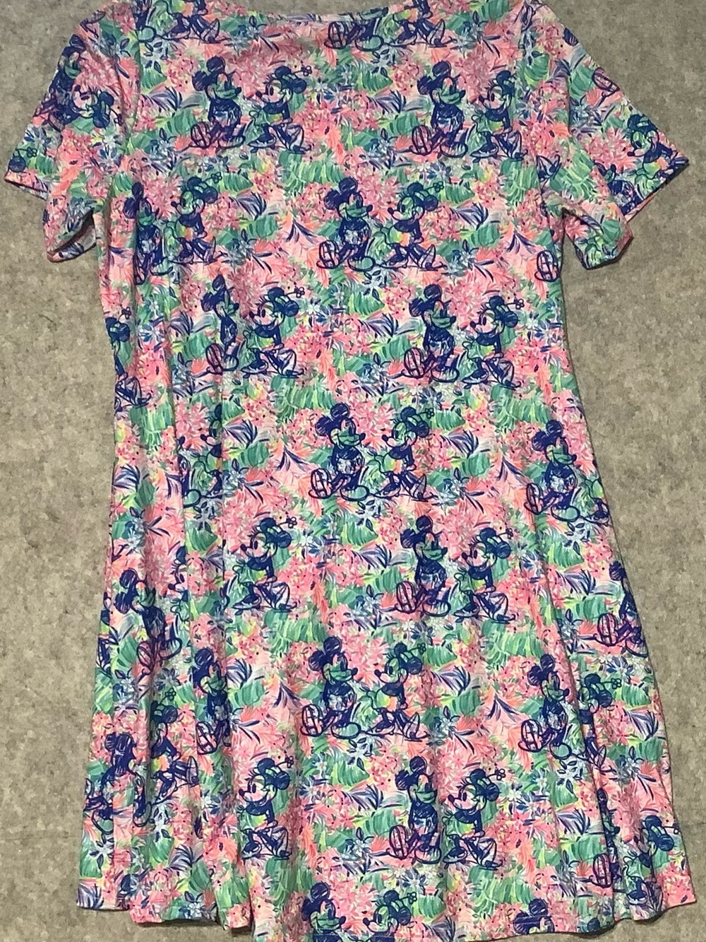 POCKETS!!! Pink Green Blue Tropical Floral Dress inspired by Disney motif - Picture 7 of 7